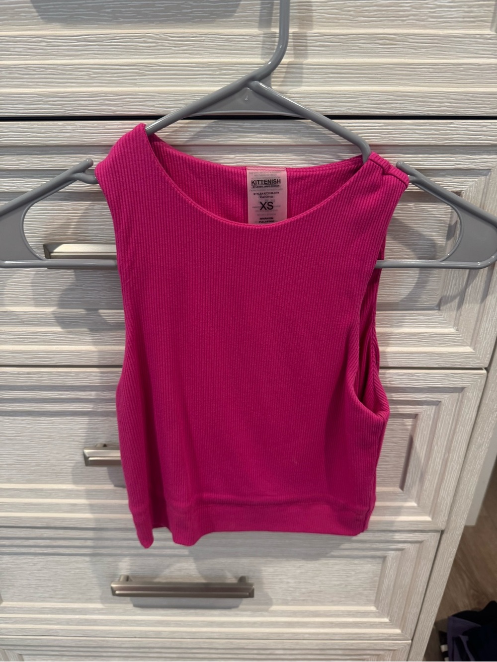 Kittenish Vibrant Fuchsia Ribbed Tank Top